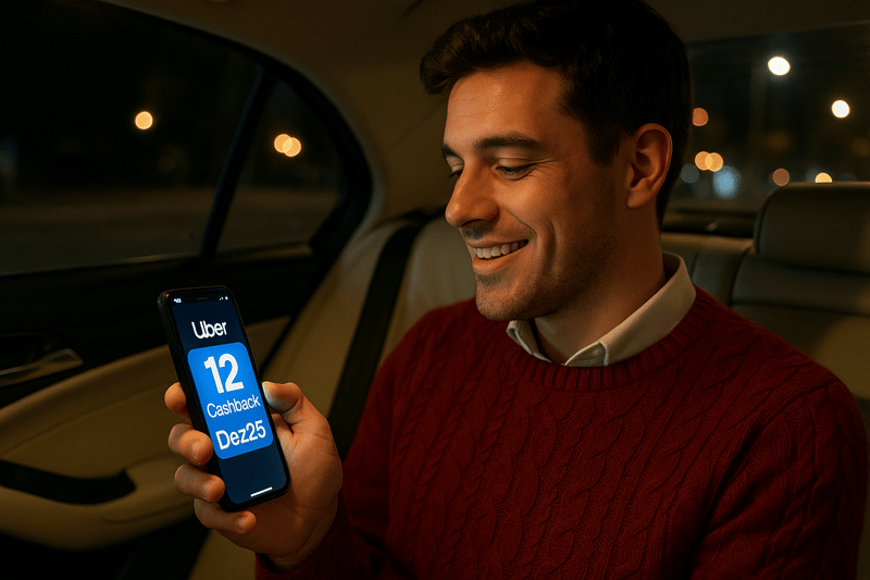 Uber 12 Cashback Dez25: Economize em Dezembro