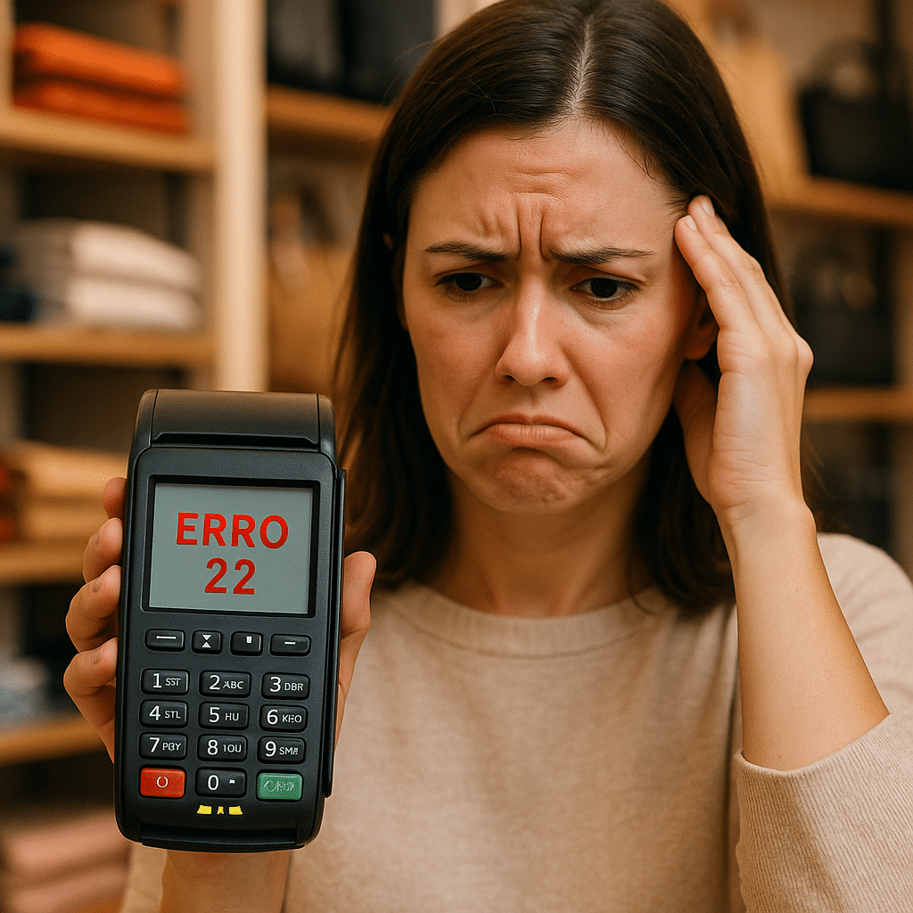 O que é o erro 22 do cartão de crédito? A culpa é do cartão ou da maquininha?