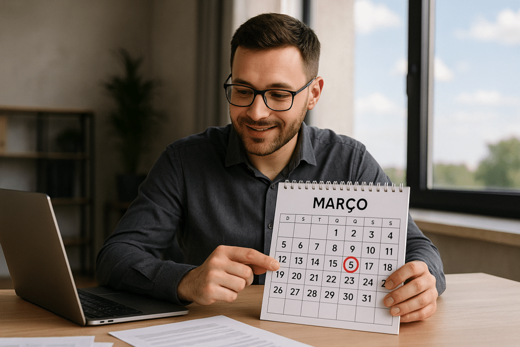 Receber salário no 5º dia útil de março
